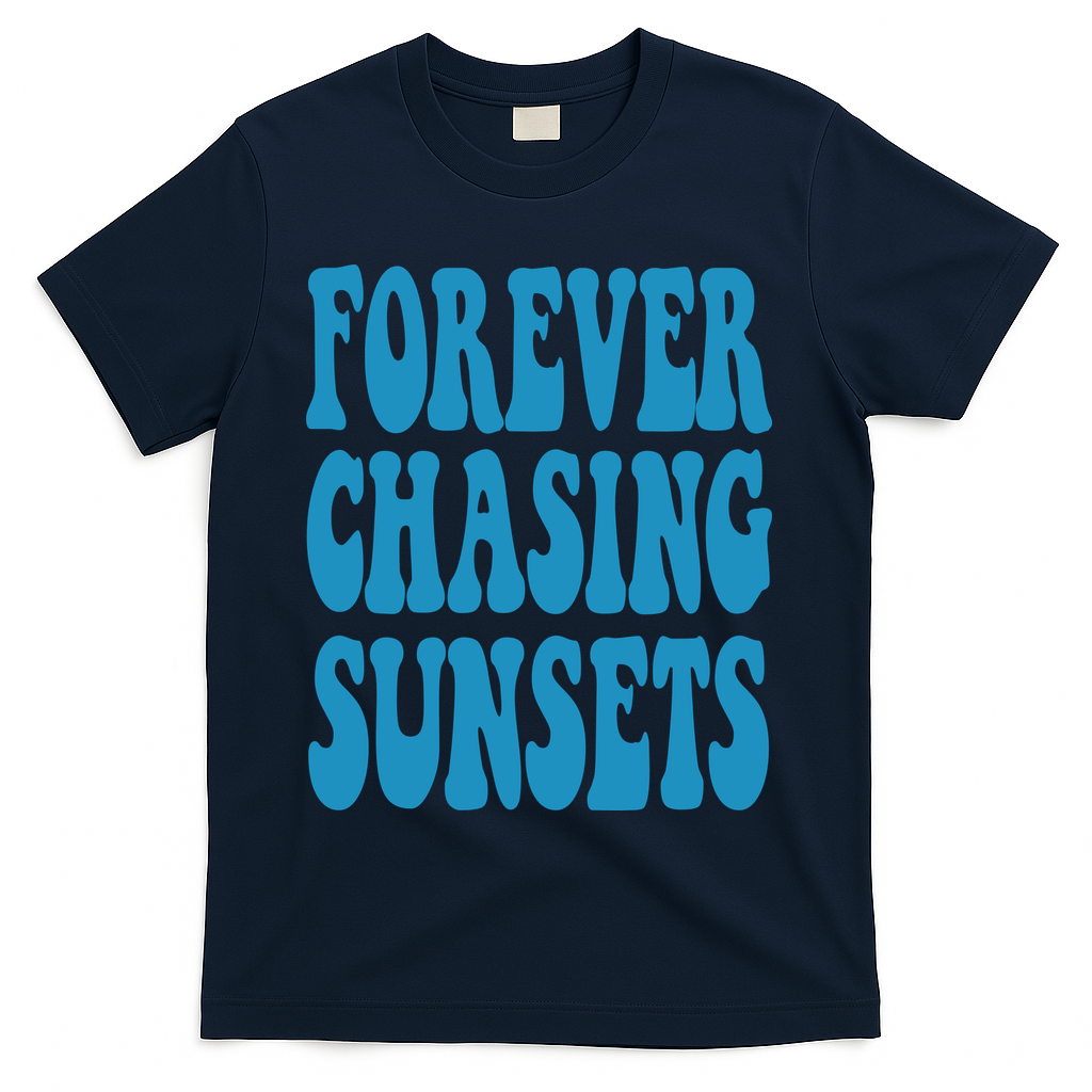 Forever Chasing Sunsets Retro Summer T-Shirt - Navy