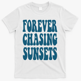 Forever Chasing Sunsets Retro Summer T-Shirt - White