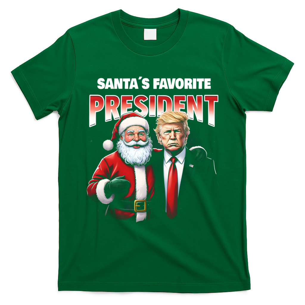 Funny Christmas Trump With Santa Favorite President Meaningful Gift T-Shirt - Irish Green