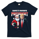 Funny Christmas Trump With Santa Favorite President Meaningful Gift T-Shirt - Navy Blue