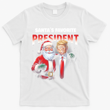 Funny Christmas Trump With Santa Favorite President Meaningful Gift T-Shirt - White