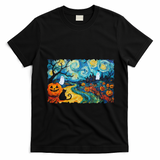 Funny Classic Van Gogh Inspired Halloween Scene T-Shirt - Black
