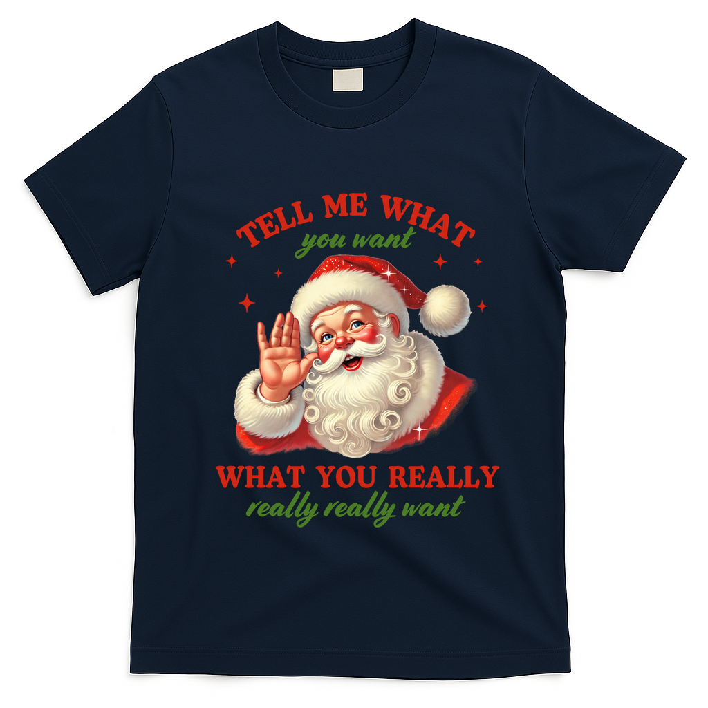 Funny Christmas Vintage Santa T-Shirt - Navy Blue