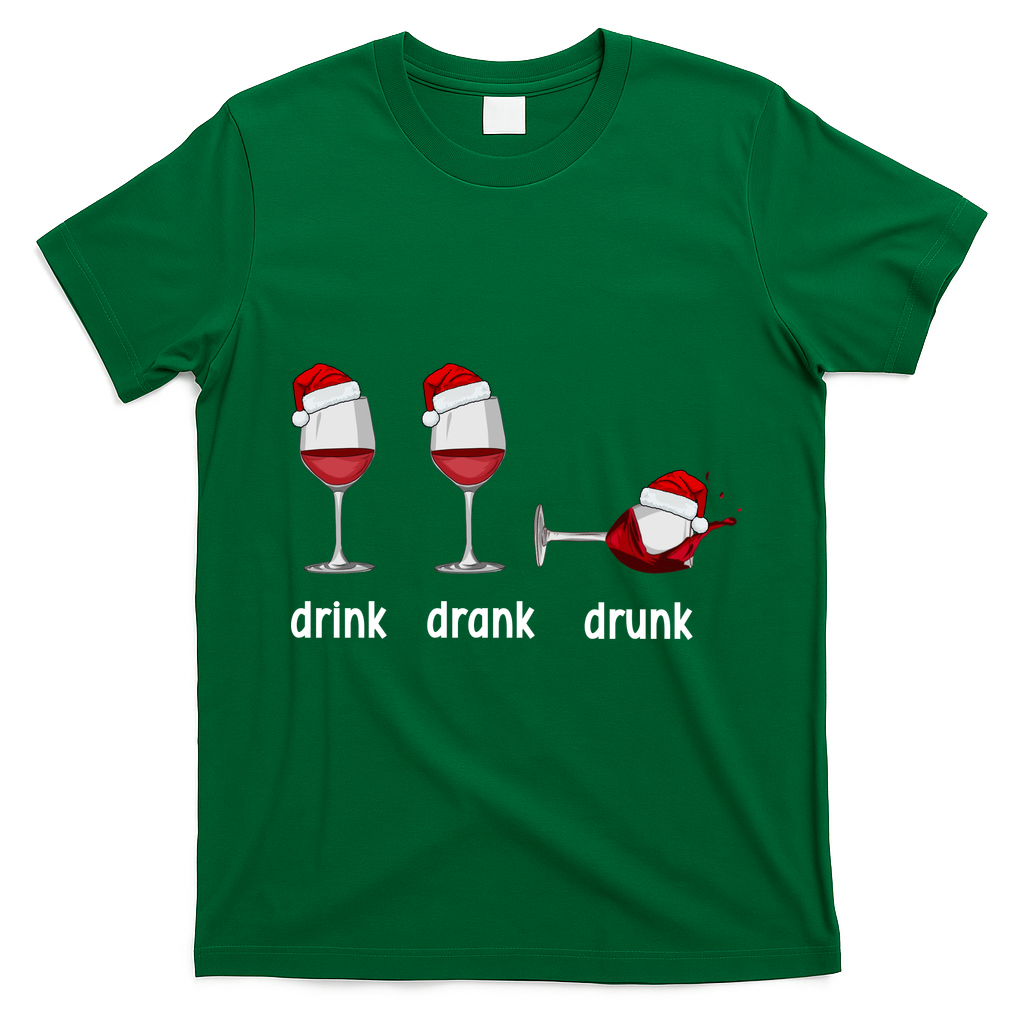 Funny Christmas Wine Grammar Verb Conjugation Party T-Shirt - Irish Green