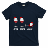 Funny Christmas Wine Grammar Verb Conjugation Party T-Shirt - Navy Blue