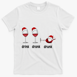 Funny Christmas Wine Grammar Verb Conjugation Party T-Shirt - White