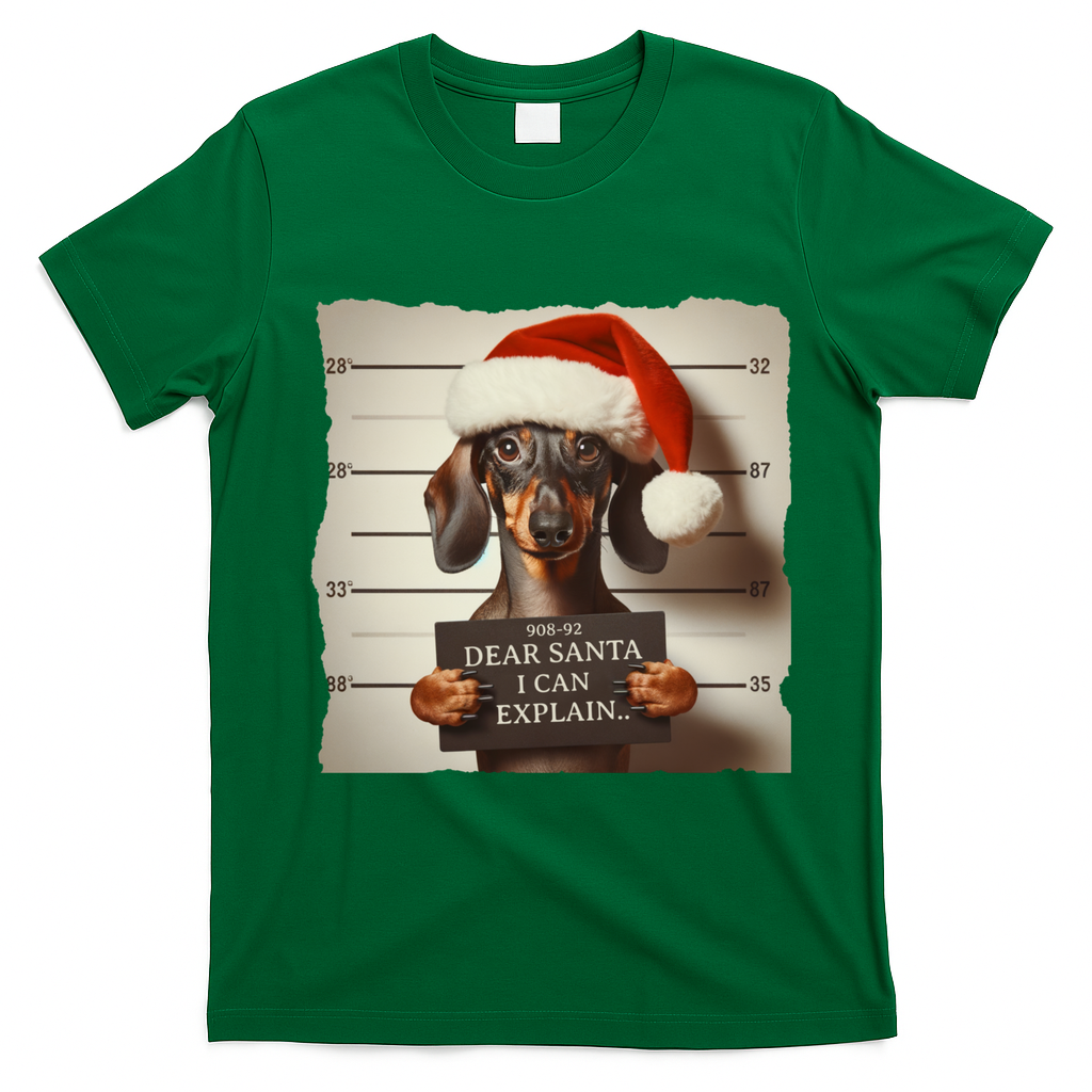Funny Dachshund Christmas Dear Santa I Can Explain Weiner T-Shirt - Irish Green