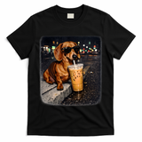 Funny Dachshund Drinking Iced Coffee T-Shirt