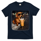 Funny Dachshund Drinking Iced Coffee T-Shirt