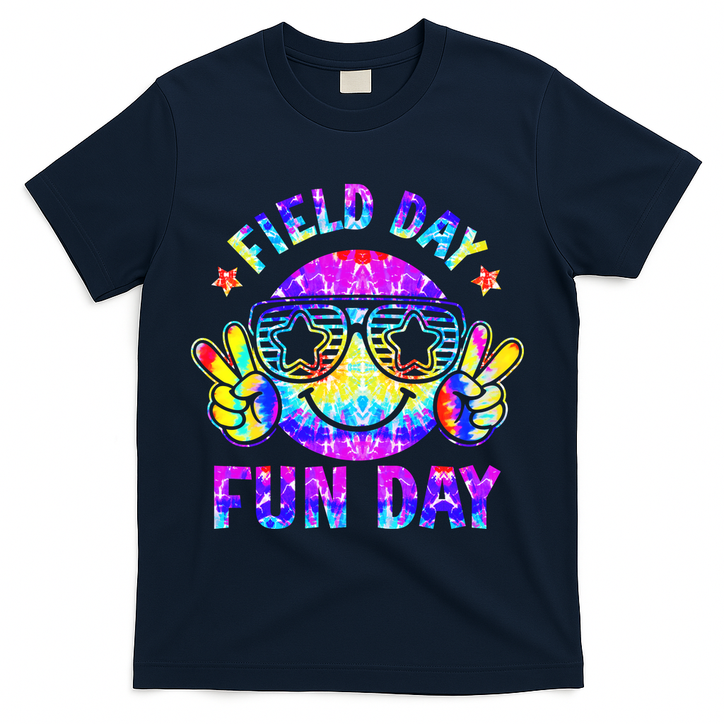 Field Day Fun Day Colorful Teacher Students T-Shirt - Navy
