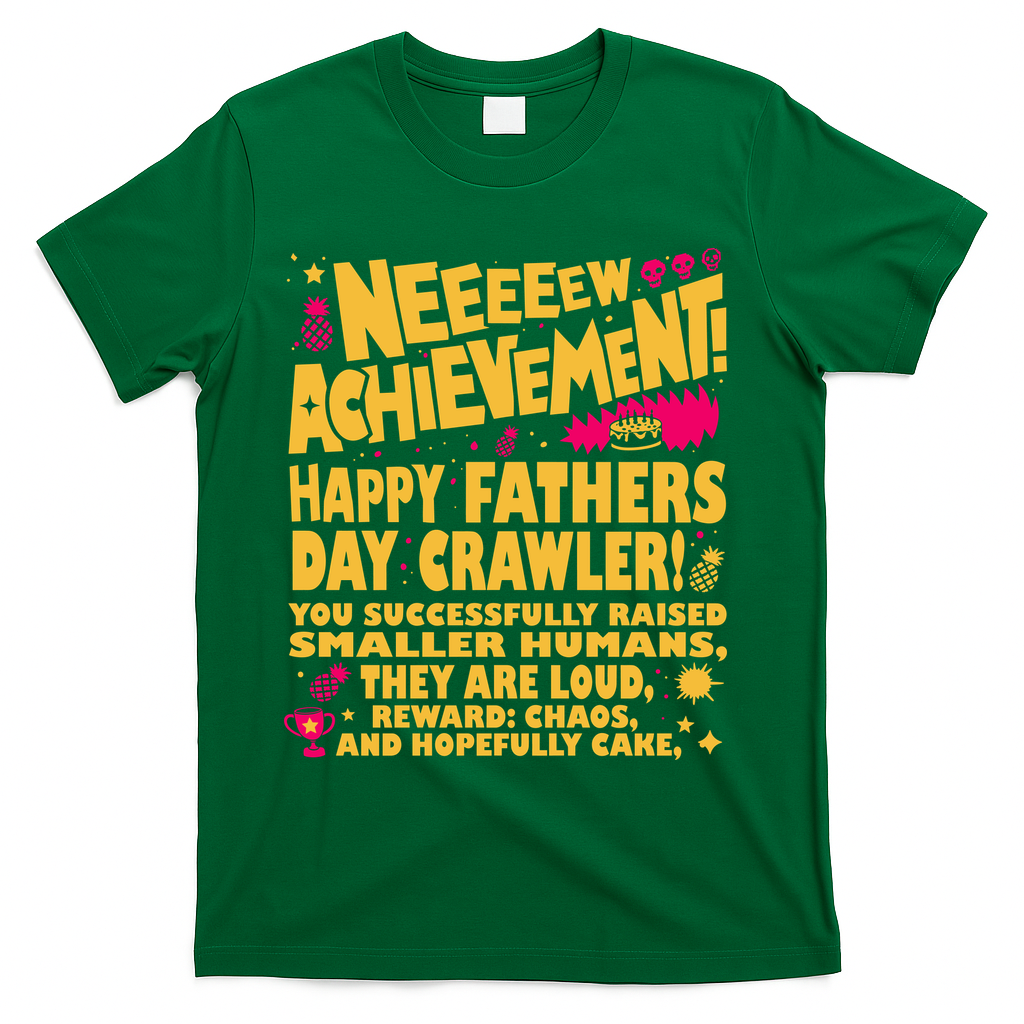 Fathers Day Gamer Dad Achievement Funny Lit RPG Gift T-Shirt - Green