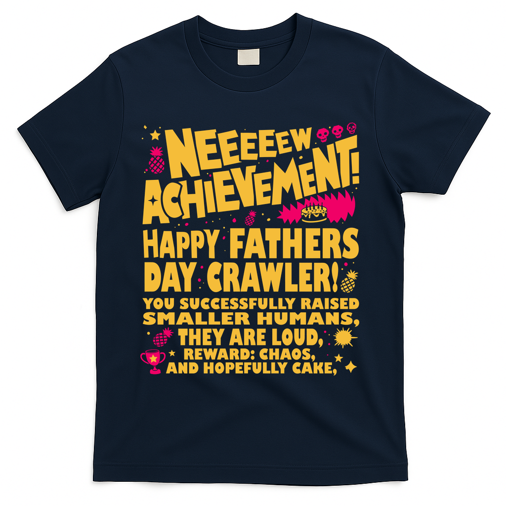 Fathers Day Gamer Dad Achievement Funny Lit RPG Gift T-Shirt - Navy