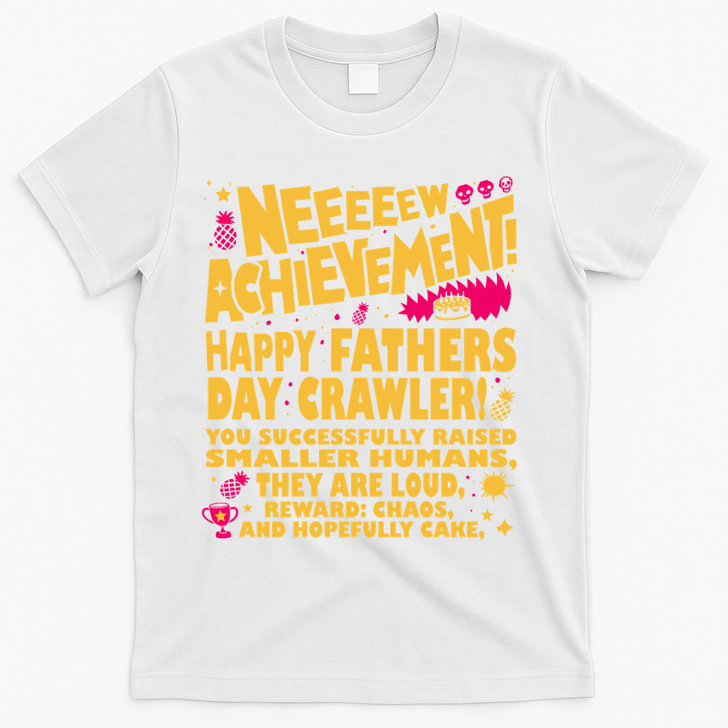 Fathers Day Gamer Dad Achievement Funny Lit RPG Gift T-Shirt - White