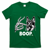 Funny Dog German Shepherd Skeleton Hand Boop Costume T-Shirt - Irish Green