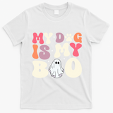 Funny Dog Lover Halloween Puppy Groovy My Dog Is My Boo Gift T-Shirt - White