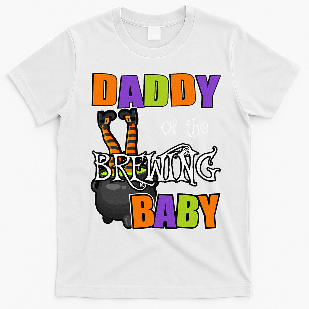 Funny Daddy Of Brewing Baby Halloween Theme Baby Shower Spooky T-Shirt - White