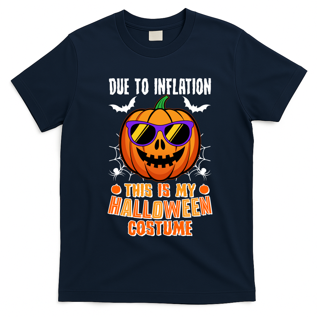 Funny Due To Inflation This Is My Halloween Costume T-Shirt - Navy Blue