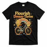 Flourish Dream Thrive Floral Bike Subtle 8647 Trump Resist  T-Shirt - Black