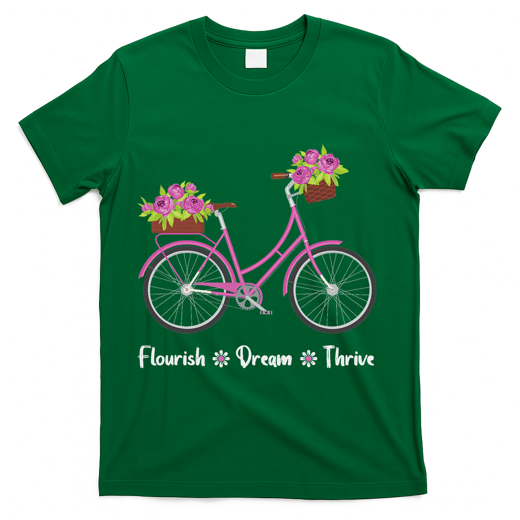 Flourish Dream Thrive Floral Bike Bicycle Subtle 8647 Trump T-Shirt - Green