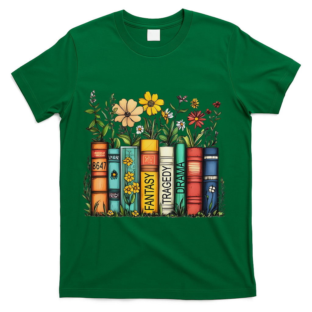 Fantasy Drama Tragedy Book Floral Subtle Anti Trump T-Shirt - Green