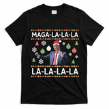 Funny Donald Trump Ugly Christmas Maga La La La Gift T-Shirt - Black