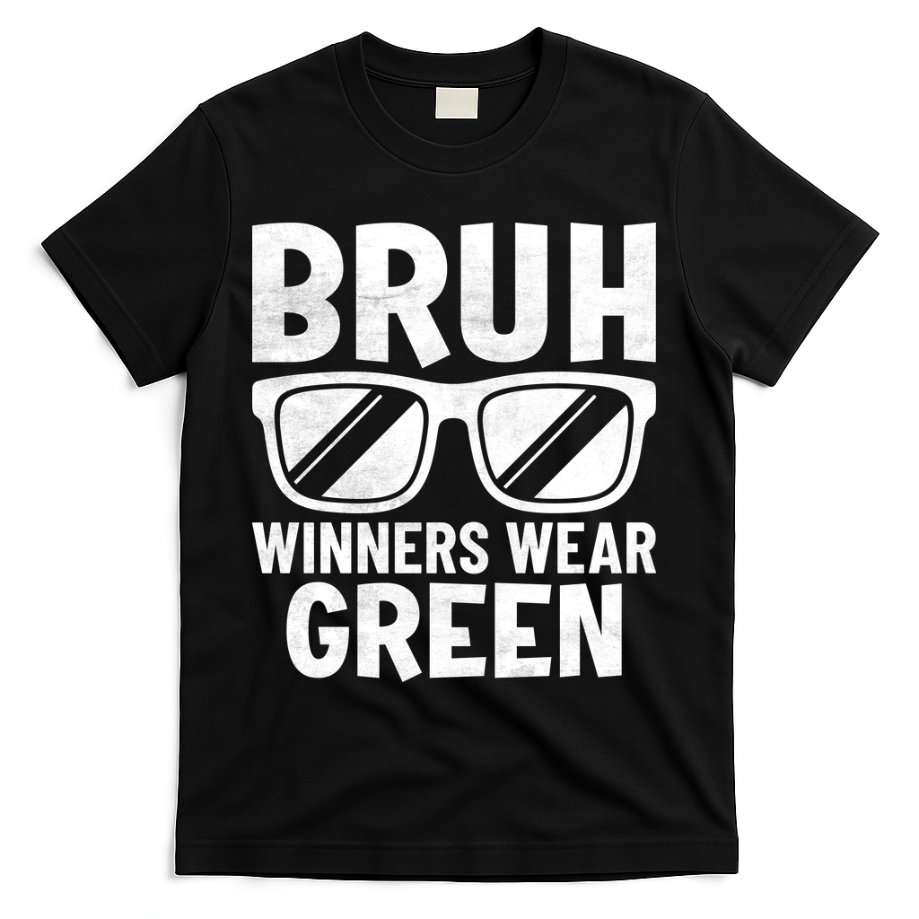 Field Day Team Spirit Bruh Winners Wear Green T-Shirt - Black
