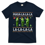Funny Donald Trump Ugly Christmas Sweater. Maga La La La T-Shirt - Navy Blue