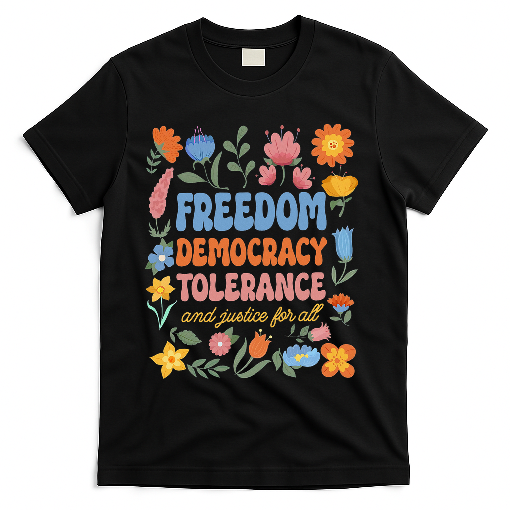 Freedom Democracy Tolerance Justice All Subtle Resist Trump T-Shirt - Black