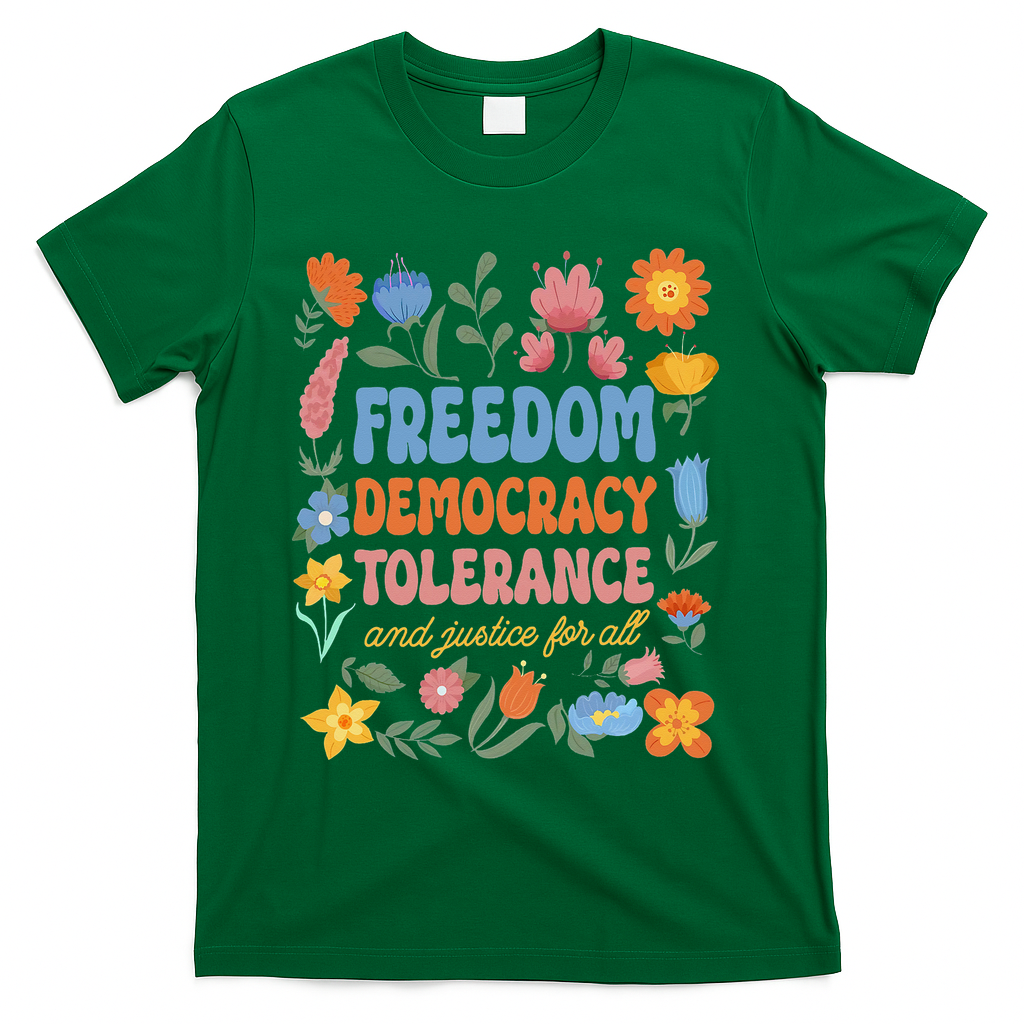 Freedom Democracy Tolerance Justice All Subtle Resist Trump T-Shirt - Green