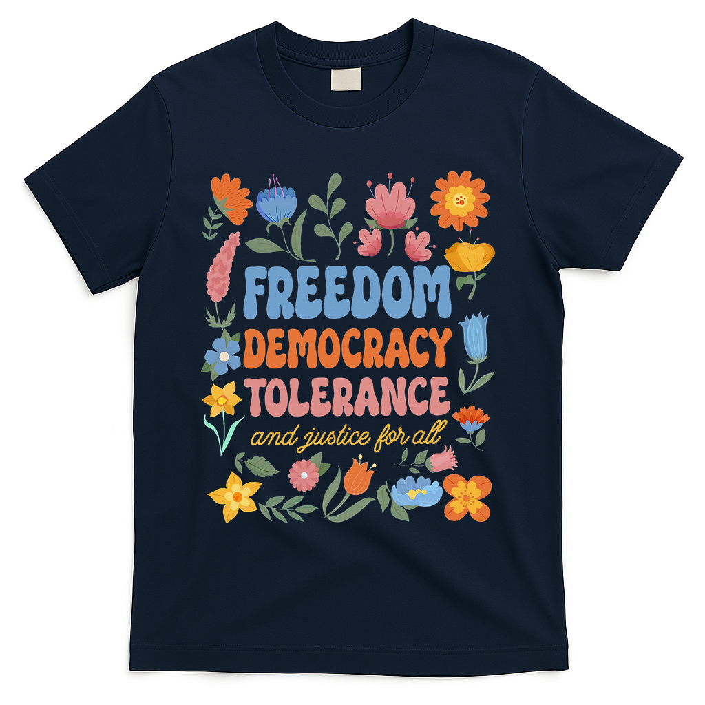 Freedom Democracy Tolerance Justice All Subtle Resist Trump T-Shirt - Navy