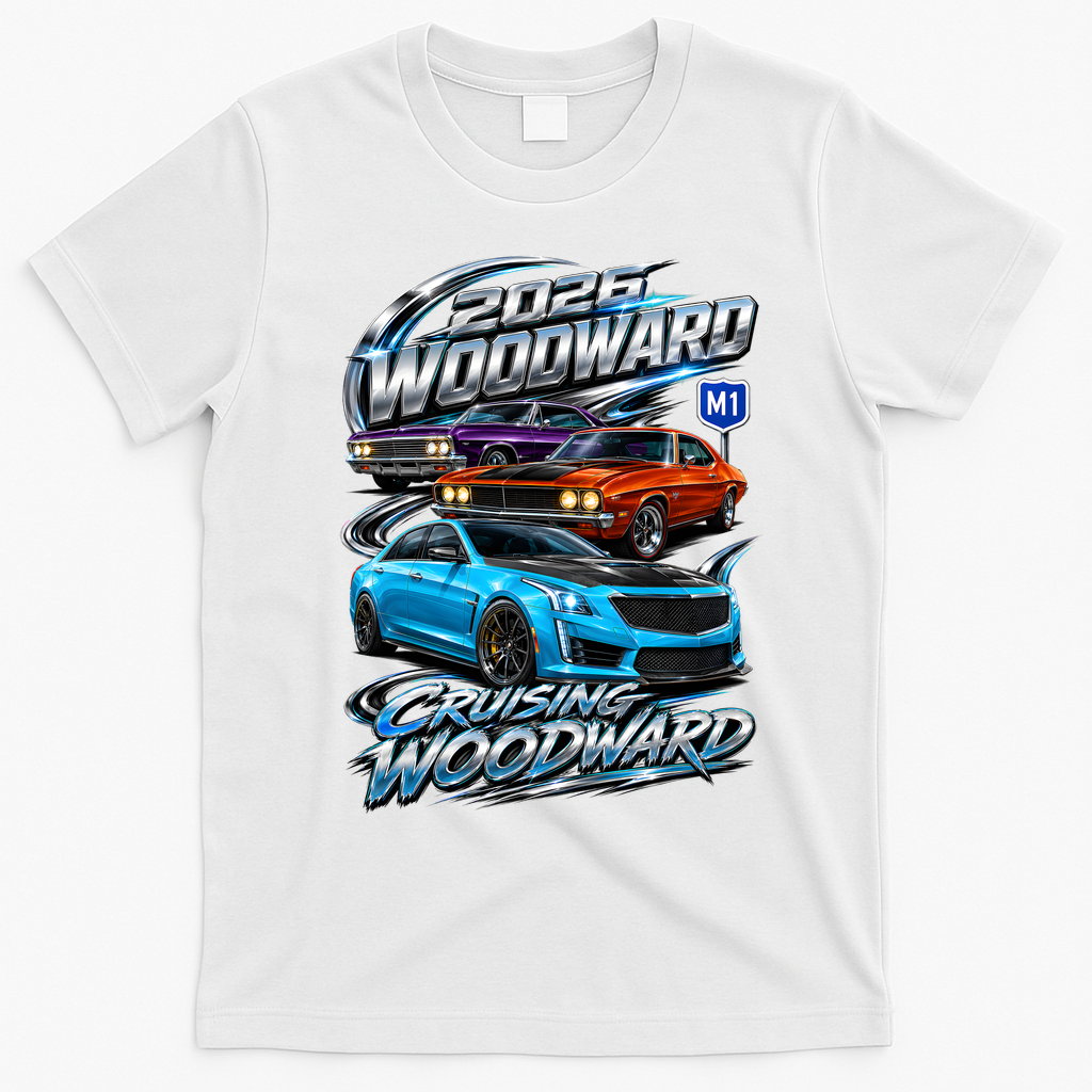 Future Detroit Velocity | 2026 Woodward Ave M1 T-Shirt - White