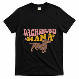 Funny Dachshund Weenie Mama Floral Wiener Dog Lover Funny Gift T-Shirt - Black