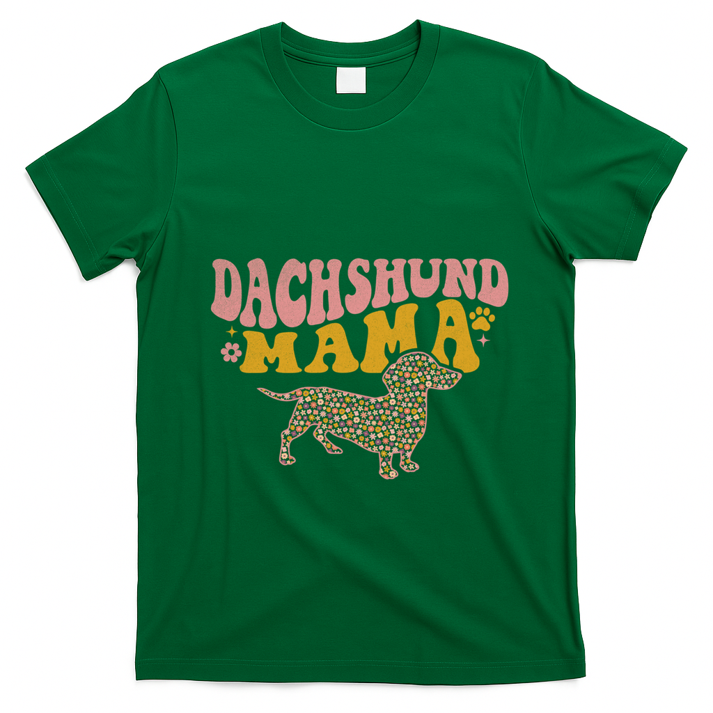 Funny Dachshund Weenie Mama Floral Wiener Dog Lover Funny Gift T-Shirt - Irish Green