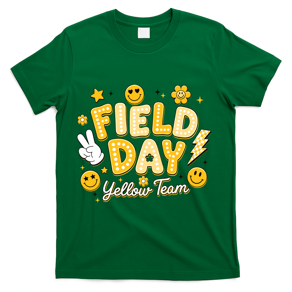 Field Day Yellow Team School Game Competiion T-Shirt - Green