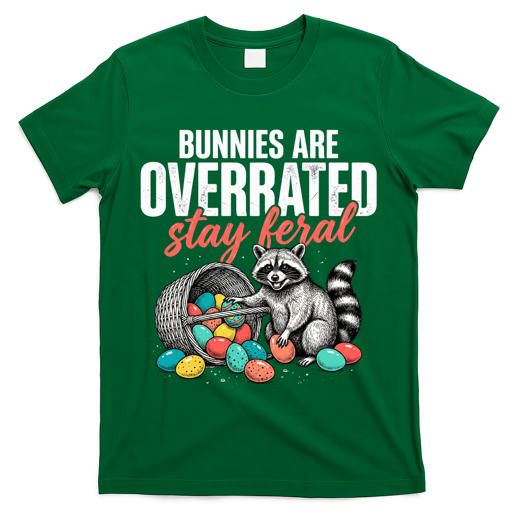 Funny Easter Bunnies Are Overrated Stay Feral Raccoon T-Shirt