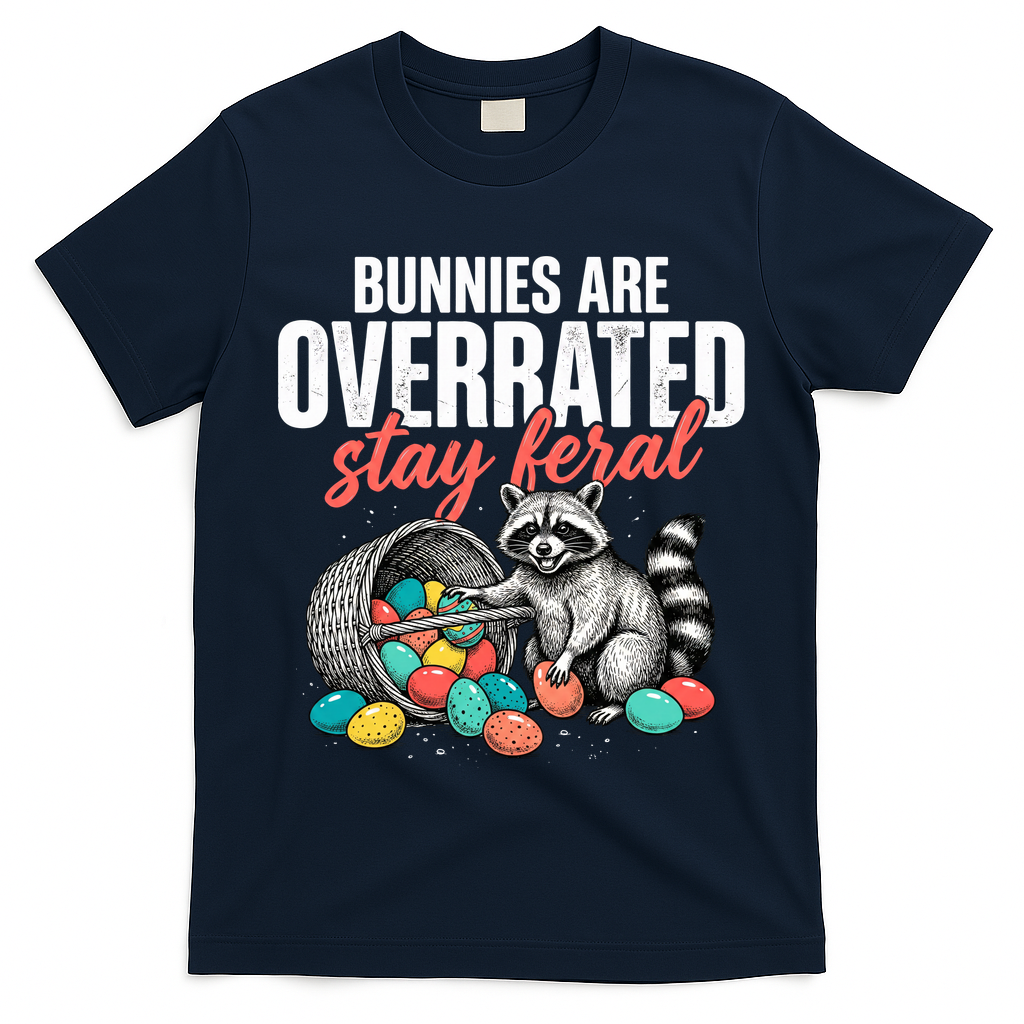 Funny Easter Bunnies Are Overrated Stay Feral Raccoon T-Shirt