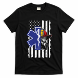 Firefighter Ems Cross Usa Flag Distressed Heros Novelty Cool Gift T-Shirt - Black