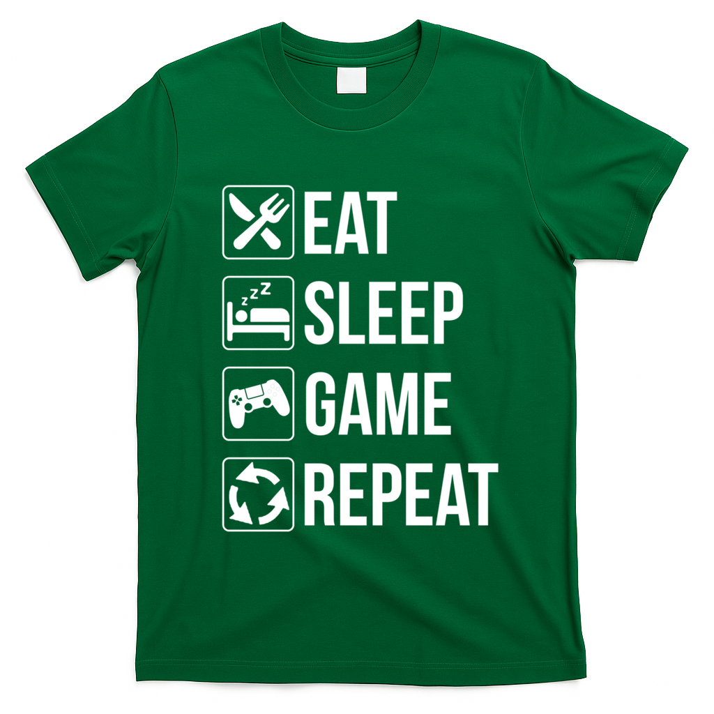 Funny Eat Sleep Game Repeat Gaming Funny Gift Funny Gift T-Shirt - Irish Green