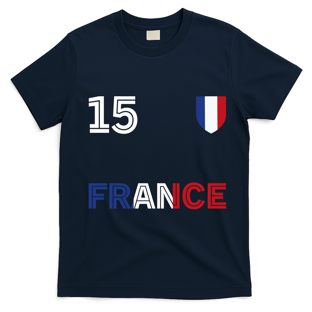 French Football 15 Jersey France Soccer Fan T-Shirt - Navy Blue