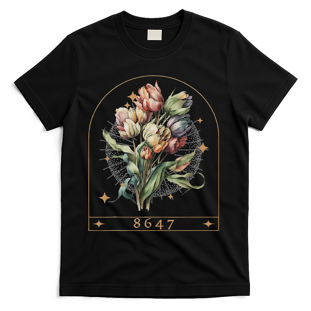 Floral Feminist 8647 Anti Trump Human Right T-Shirt - Black