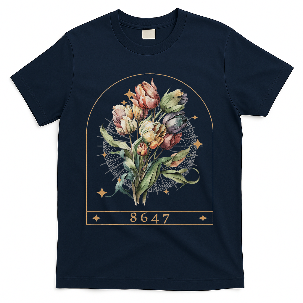 Floral Feminist 8647 Anti Trump Human Right T-Shirt - Navy
