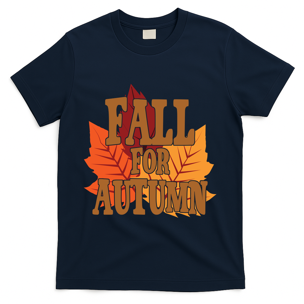 Fall For Autumn Nature Leaves T-Shirt - Navy