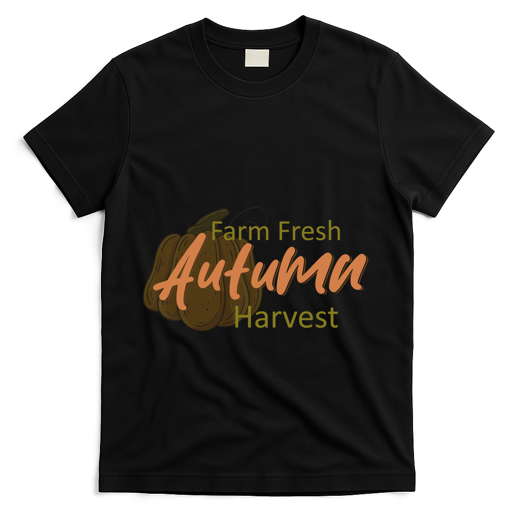 Farm Fresh Autumn Harvest Theme T-Shirt - Black