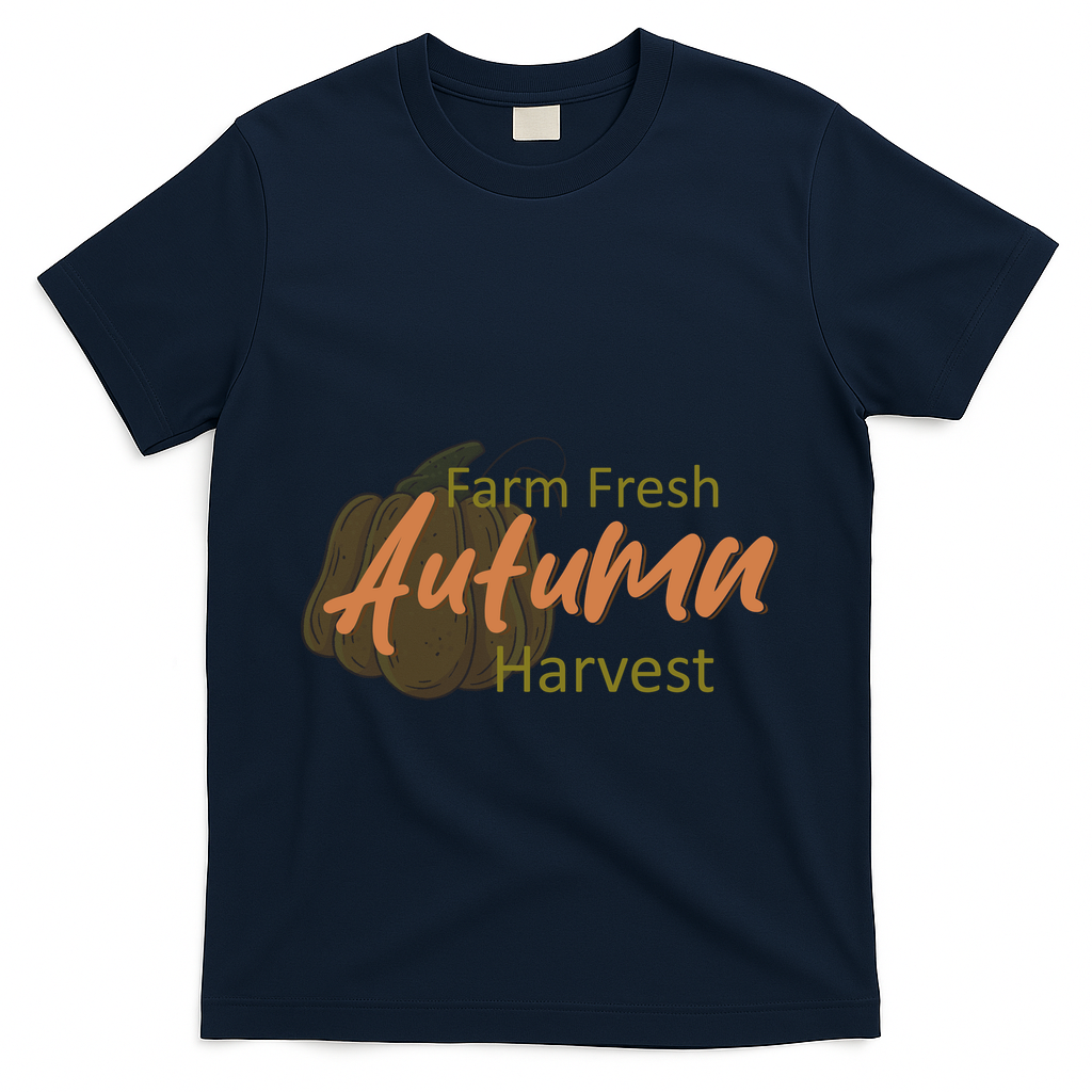 Farm Fresh Autumn Harvest Theme T-Shirt - Navy
