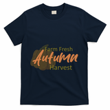 Farm Fresh Autumn Harvest Theme T-Shirt - Navy