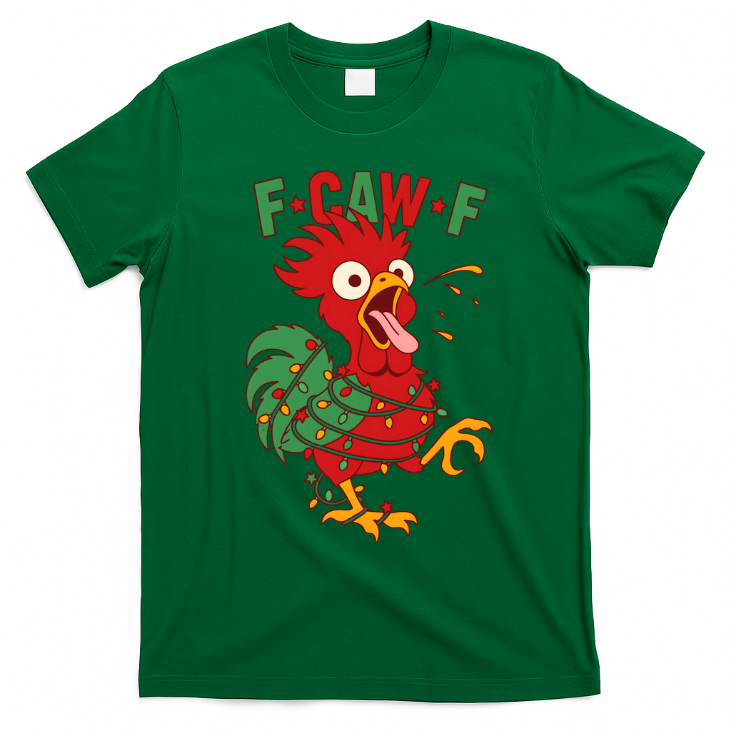 F-CAW-F Funny Christmas Santa Crow T-Shirt - Irish Green