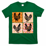 Floral Fall Chicken Cute Thankgiving T-Shirt - Green