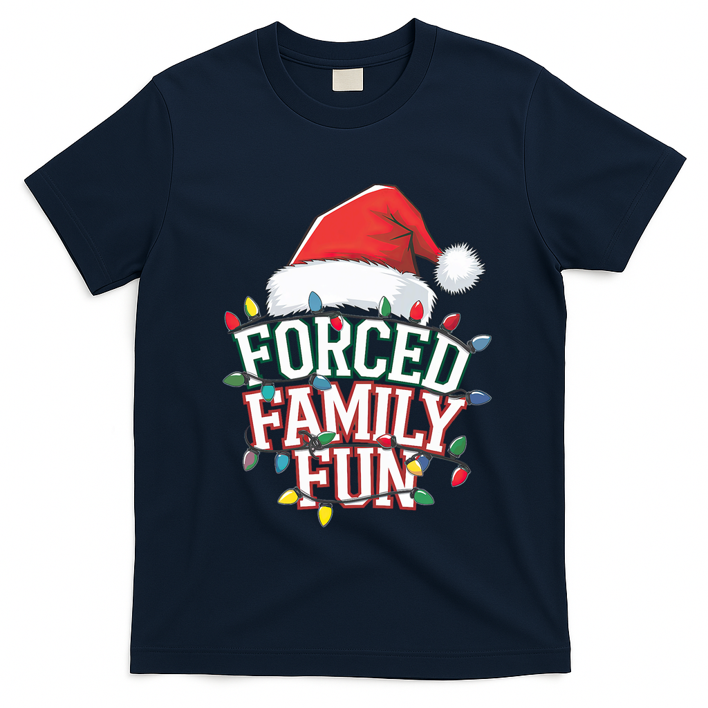 Forced Family Fun Christmas T-Shirt - Navy Blue