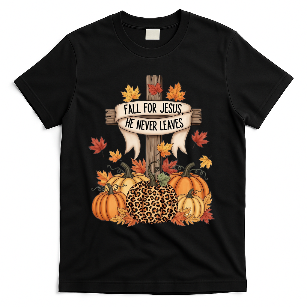 Fall For Jesus Thanksgiving Autumn T-Shirt - Black