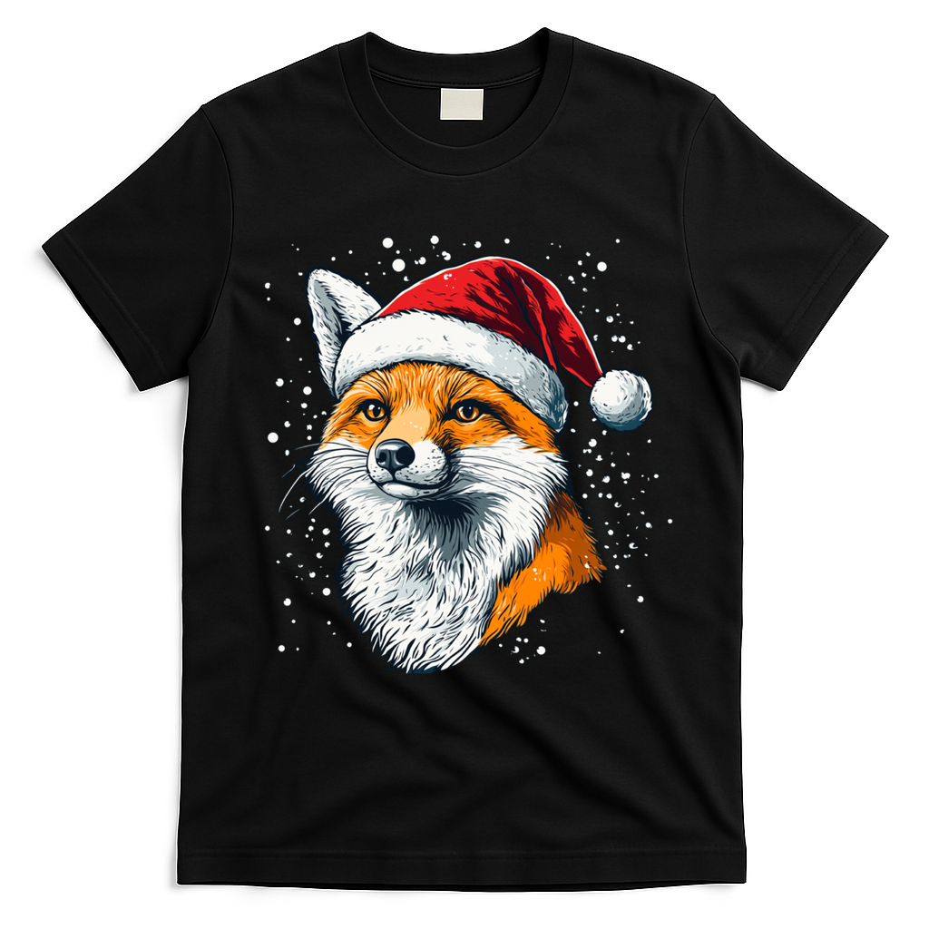 Festive Fox Merry Christmas With Family And Friends Gift T-Shirt - Black